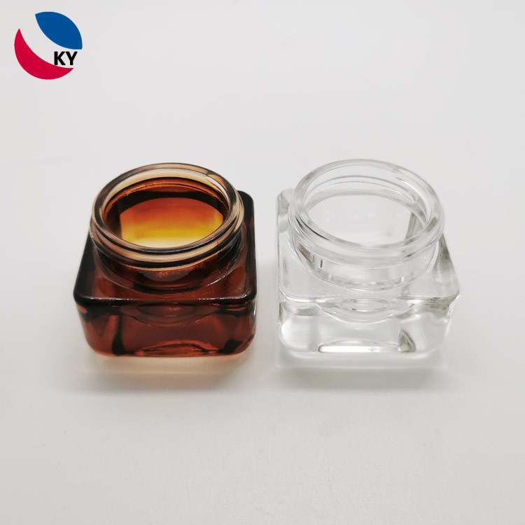 15ml 15g 0.5oz square shape amber clear eye cream glass jar with aluminum cap