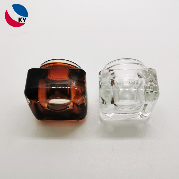 15ml 15g 0.5oz square shape amber clear eye cream glass jar with aluminum cap
