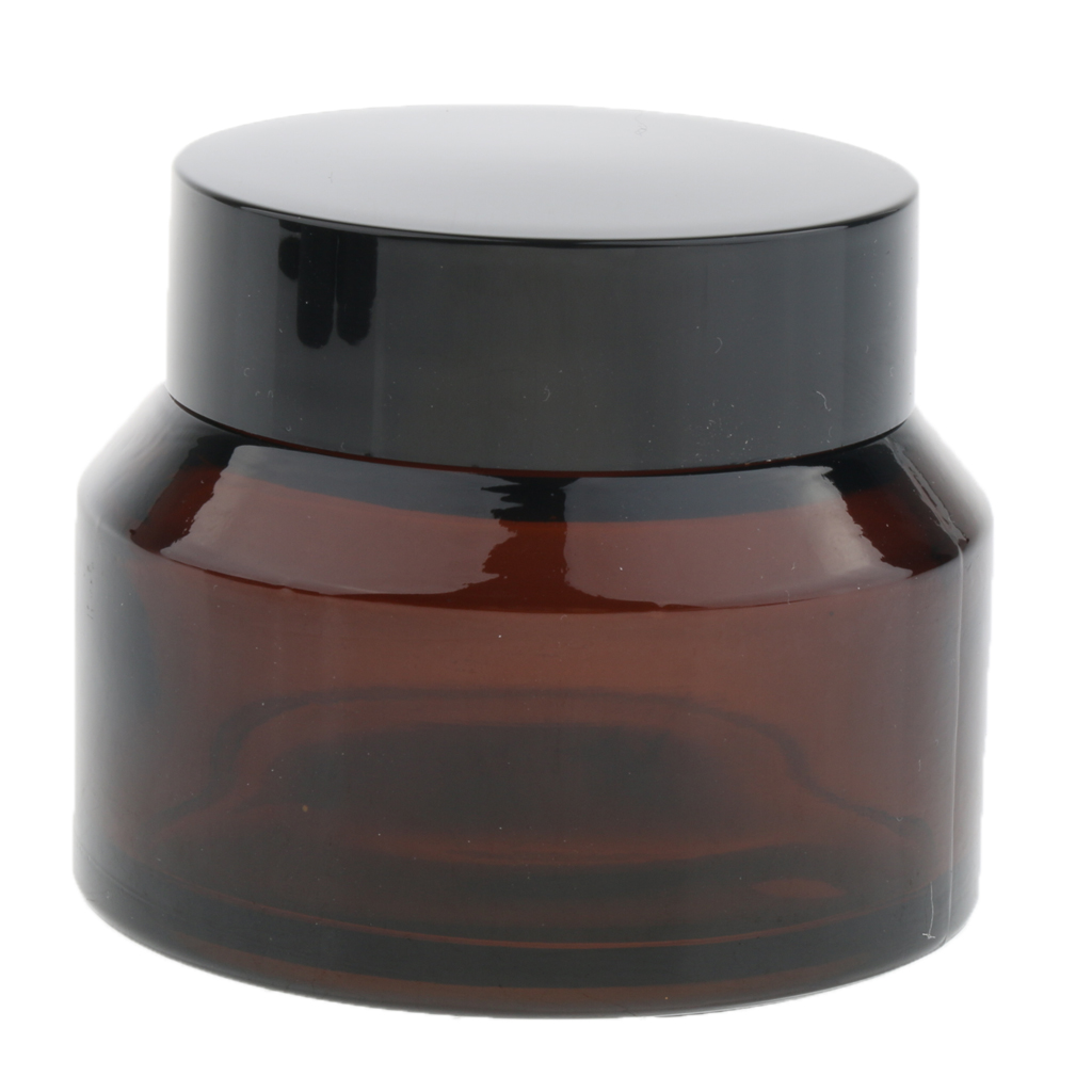 15ml 15g Amber Oblique Shoulder Glass Cream Screwtop Jar Container with Black Plastic Lid
