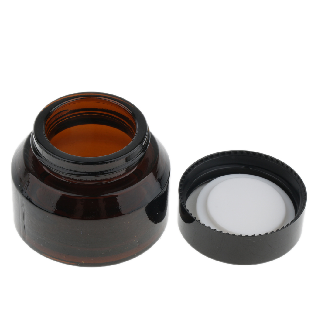 15ml 15g Amber Oblique Shoulder Glass Cream Screwtop Jar Container with Black Plastic Lid