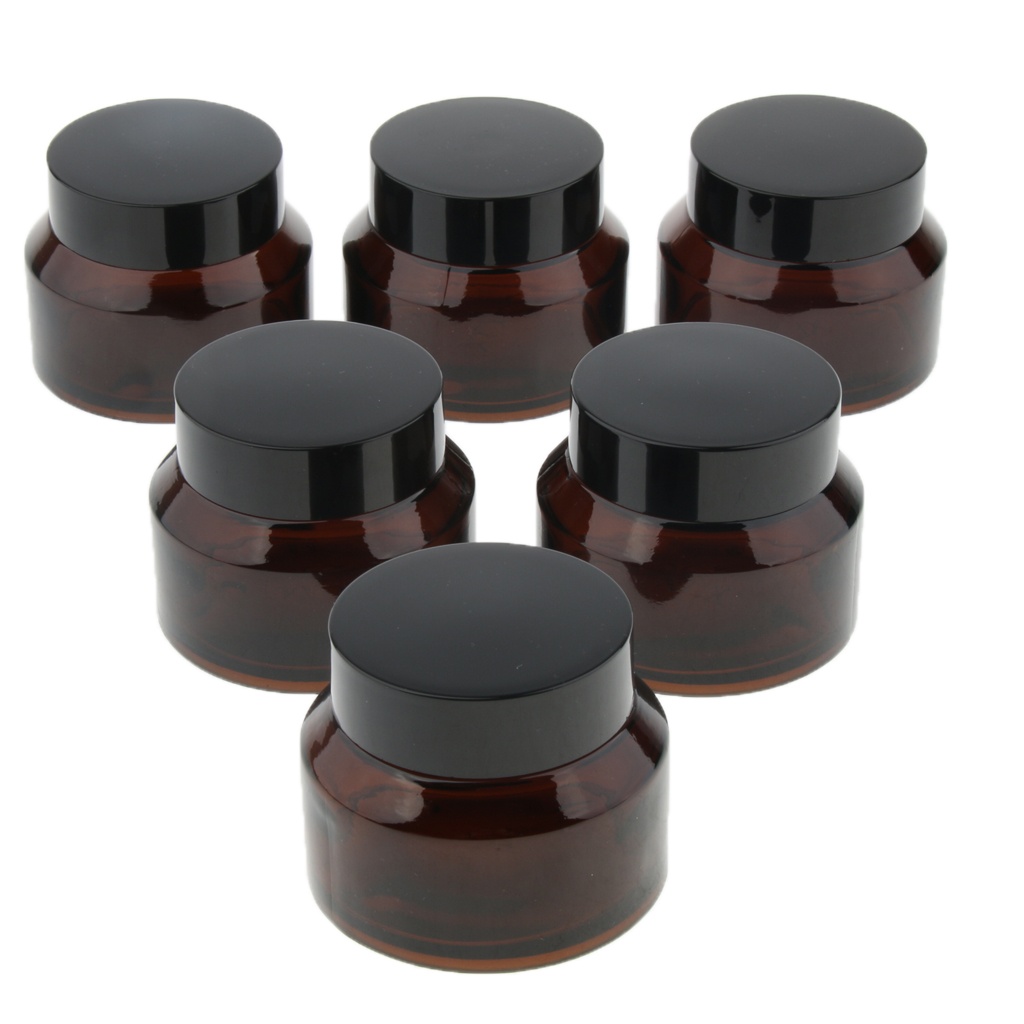 15ml 15g Amber Oblique Shoulder Glass Cream Screwtop Jar Container with Black Plastic Lid