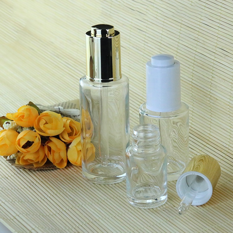 15ml 20ml 30 ml 50ml 60ml 100ml Cylindrical Flat Serum Pipette Glass Dropper Bottle for Cosmetic Oil (EPG03)