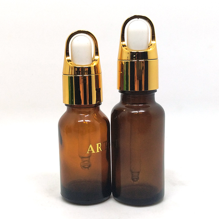 15ml 20ml 30 ml amber glass dropper bottle golden glass bottle for essential oil with basket cap
