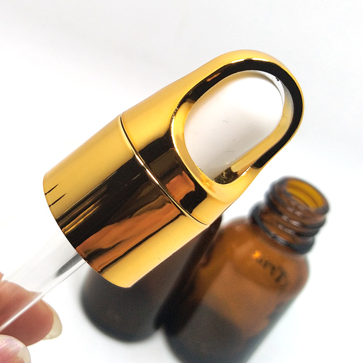 15ml 20ml 30 ml amber glass dropper bottle golden glass bottle for essential oil with basket cap