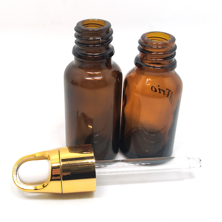 15ml 20ml 30 ml amber glass dropper bottle golden glass bottle for essential oil with basket cap