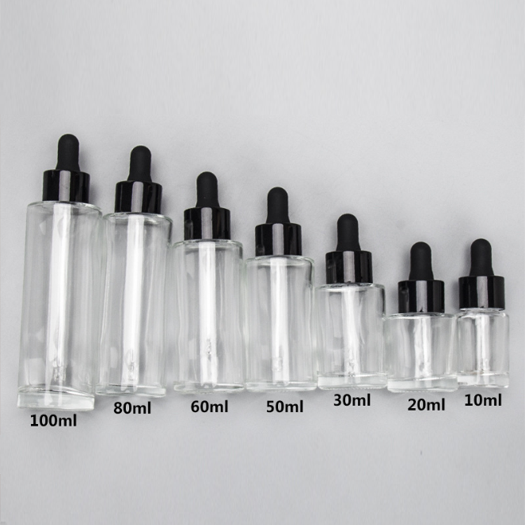 15ml 20ml 30ml 40ml 50ml 60ml 100ml clear frosted Flat shoulder essential oil dropper bottle