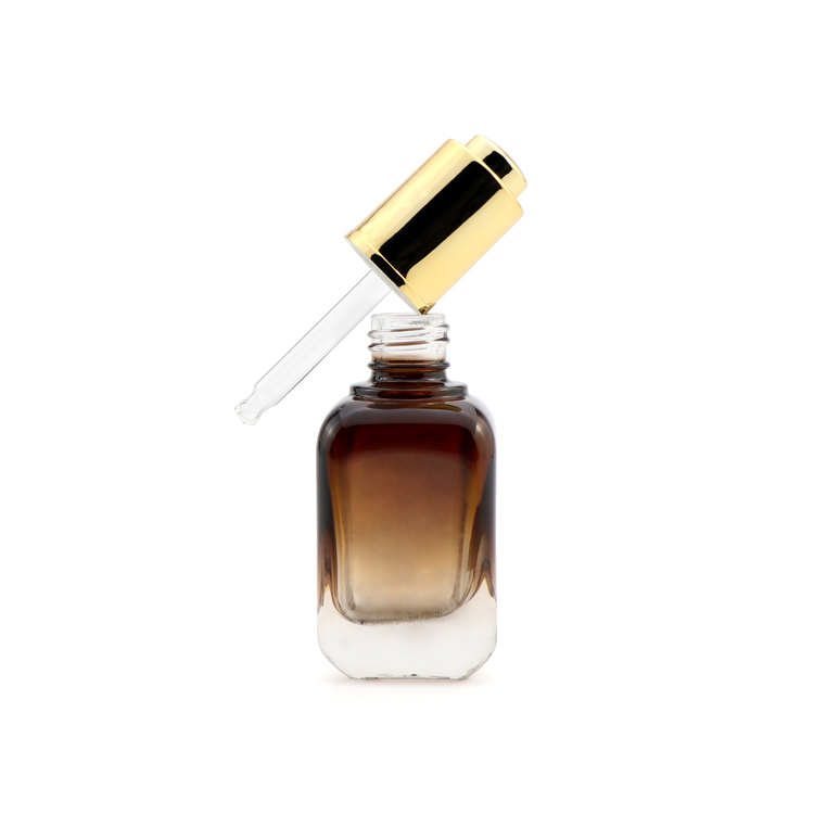 15ml 20ml 30ml 40ml colorful amber square cosmetic essential oil serum glass press pump dropper bottle with press dropper