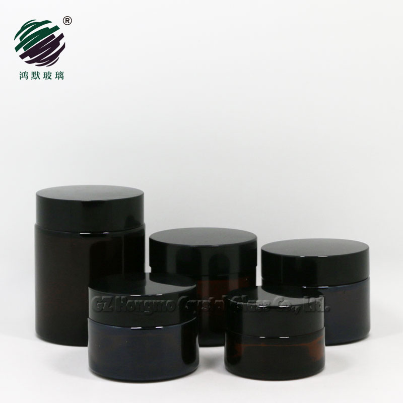 15ml 20ml 30ml 50ml 60ml 100 ml cosmetic jar facial face 100ml amber glass cream glass jar with black plastic lid cap