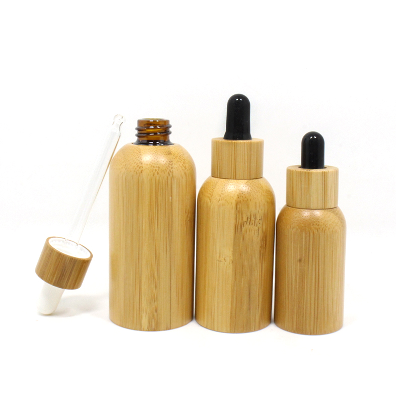 15ml 20ml 30ml 50ml Essential Oil Dispenser Empty Refillable Bamboo Glass Bottle emballage cosmetic goteros de vidrio