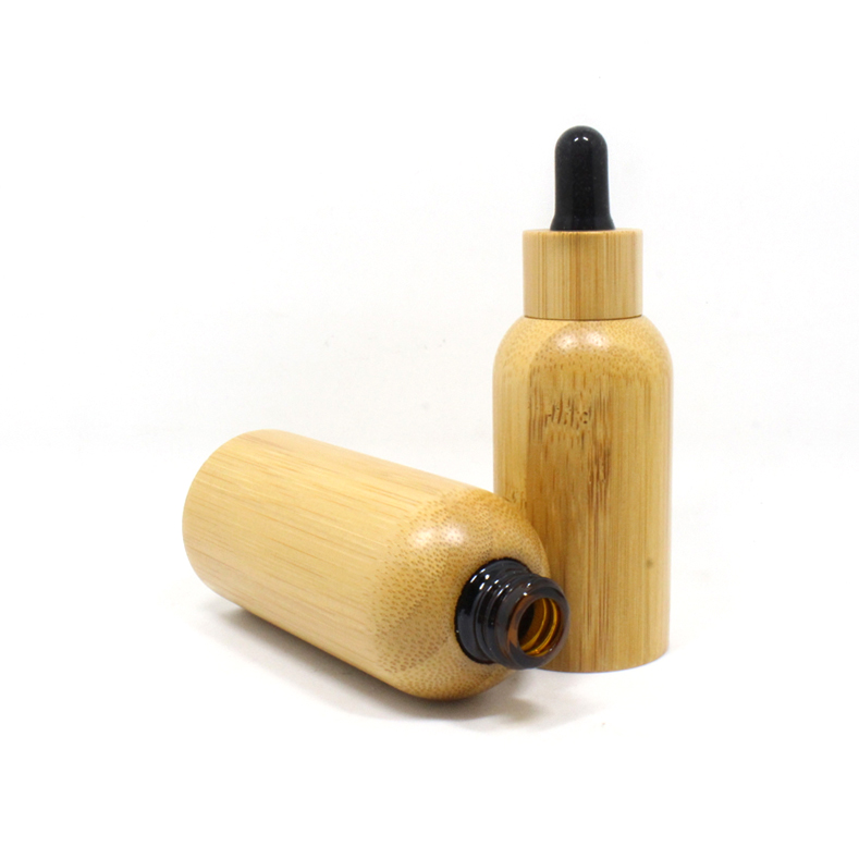 15ml 20ml 30ml 50ml Essential Oil Dispenser Empty Refillable Bamboo Glass Bottle emballage cosmetic goteros de vidrio