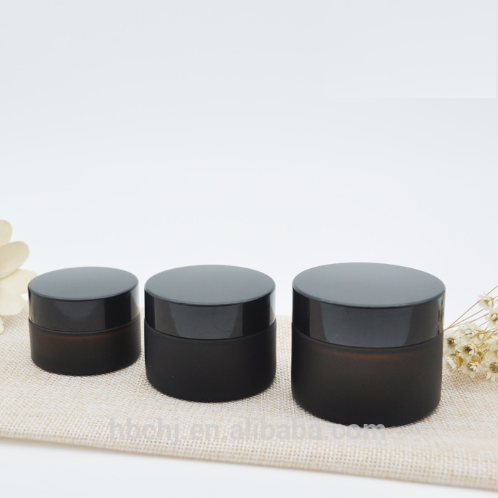 15ml 20ml 30ml 50ml cosmetic cream containers dark brown amber frosted matte black glass jar