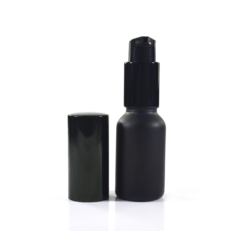 15ml 20ml 30ml 50ml glass clear black frosted travel pump bottle for cosmetic