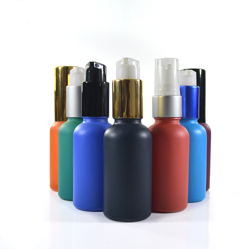 15ml 20ml 30ml 50ml glass clear black frosted travel pump bottle for cosmetic