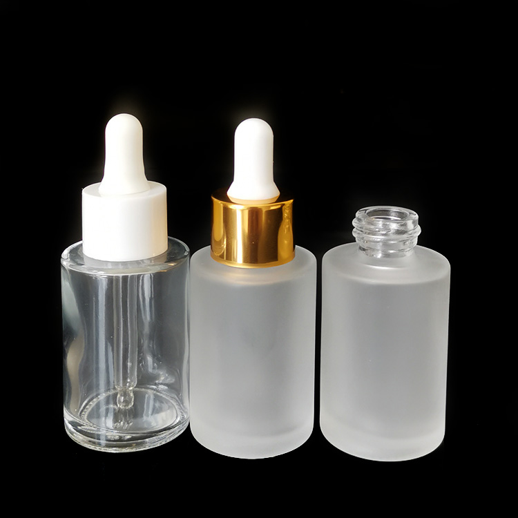 15ml 20ml 30ml clear flat shoulder glass dropper bottle for cosmetic packaging