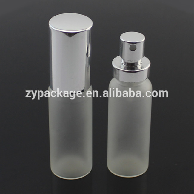 15ml, 20ml, 30ml cylinder frosted glass perfume bottle with aluminium crimp pump spray
