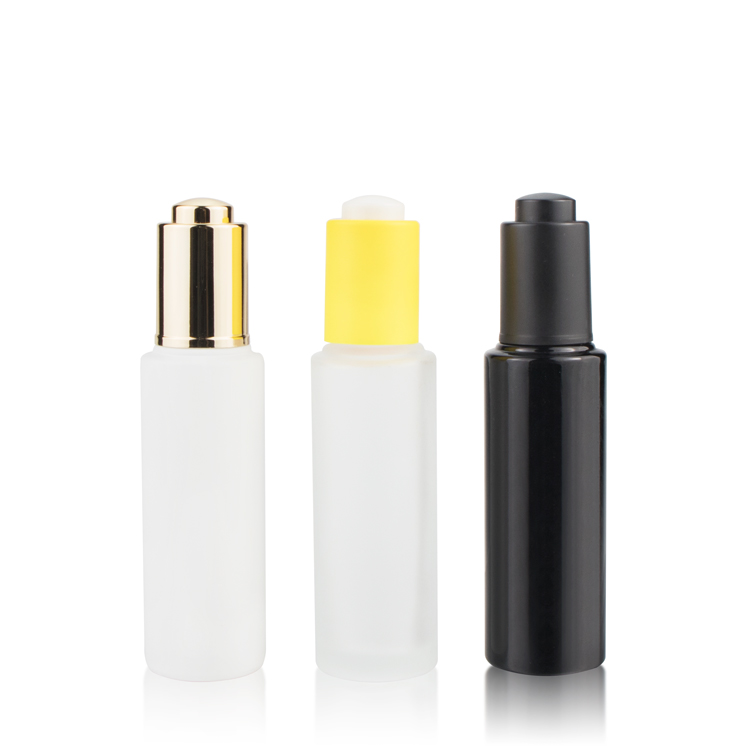 15ml 20ml 30ml  gold silver color glass cosmetic serum push button dropper bottle with glass dropper