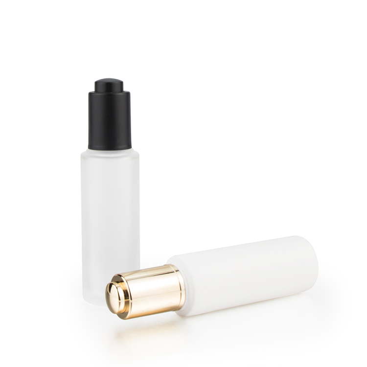 15ml 20ml 30ml gold silver color glass cosmetic serum push button dropper bottle with glass dropper