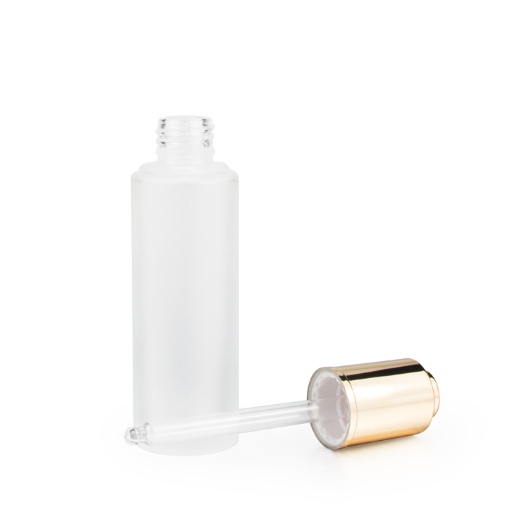 15ml 20ml 30ml gold silver color glass cosmetic serum push button dropper bottle with glass dropper