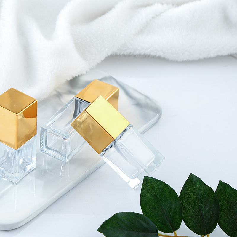 15ml 25ml 30ml clear frost square glass lotion perfume spray bottle