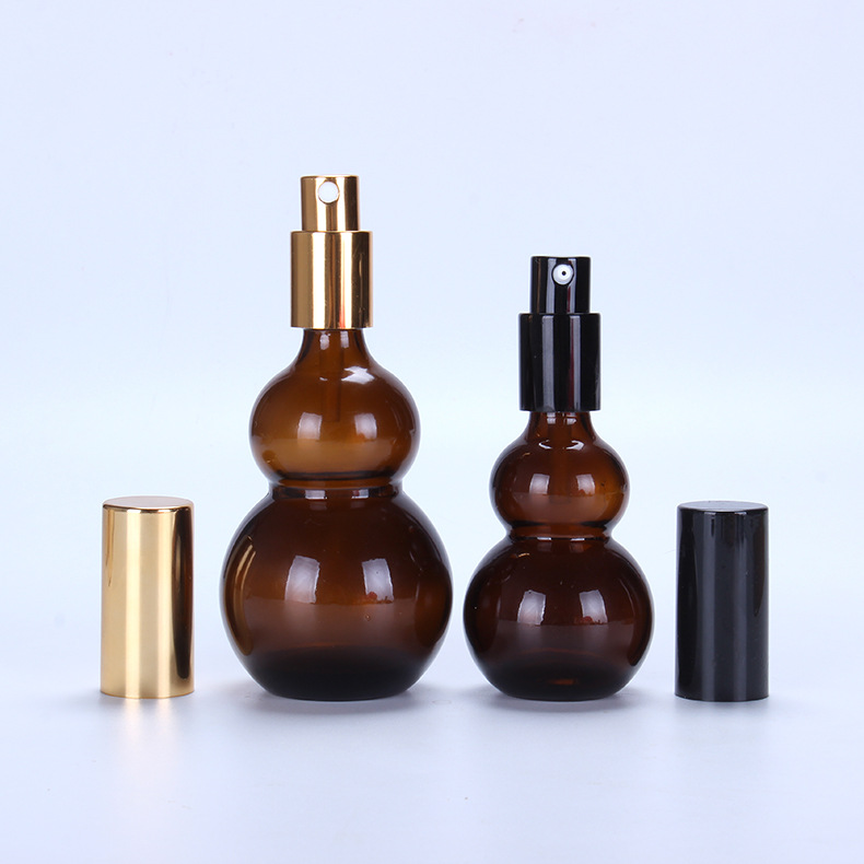 15ml 25ml 35ml 50ml 100ml Gourd essential oil bottle flat amber glass dropper bottles