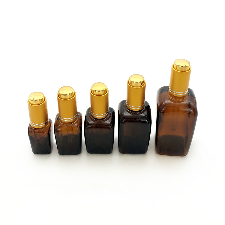 15ml 25ml 35ml 50ml 100ml square brown glass essential oil bottle with inner plunger dropper