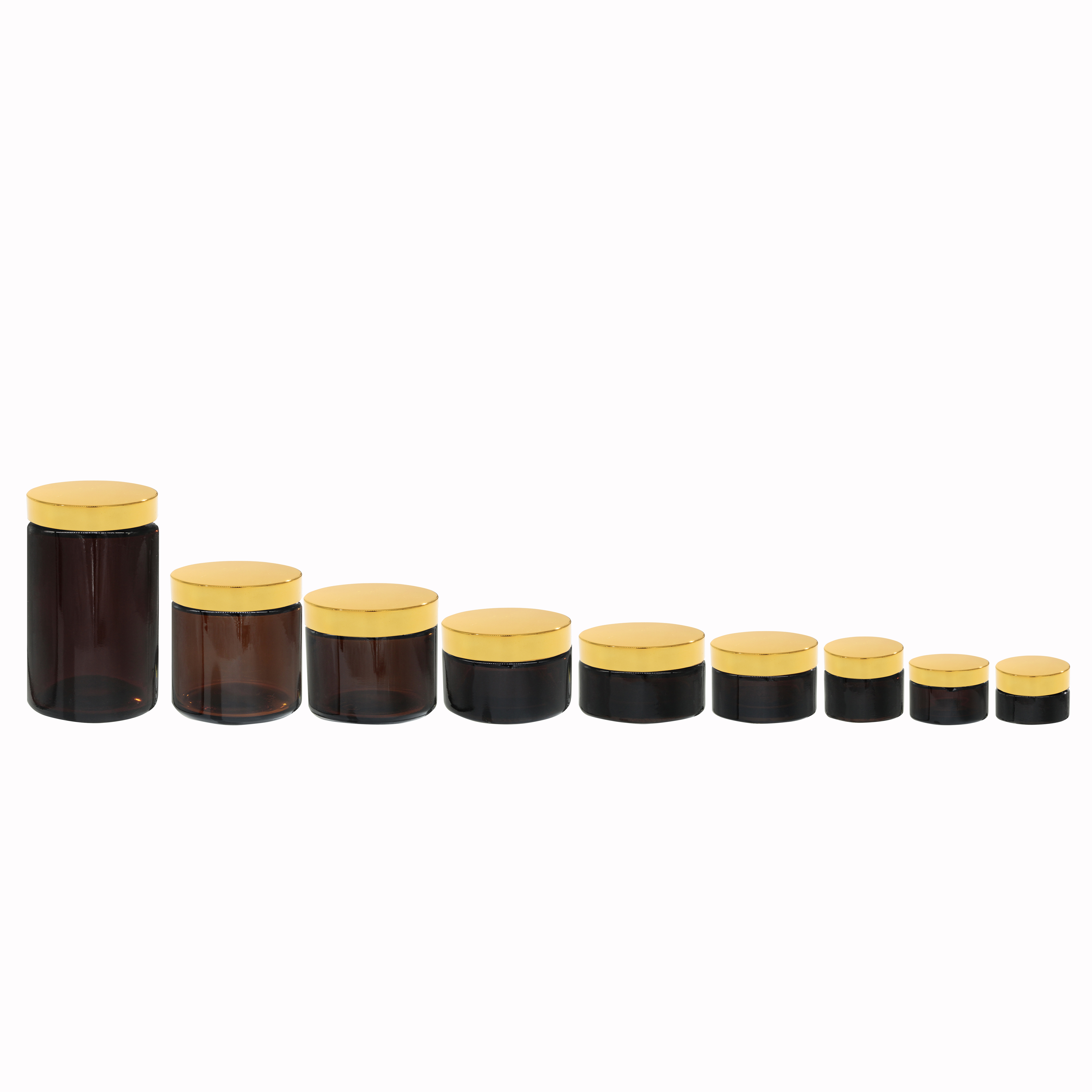 15ml 25ml 35ml 50ml  Small Capacity High Quality Amber Round Glass Jar with Golden Lids Special Good Sealing Design Beauty Cream