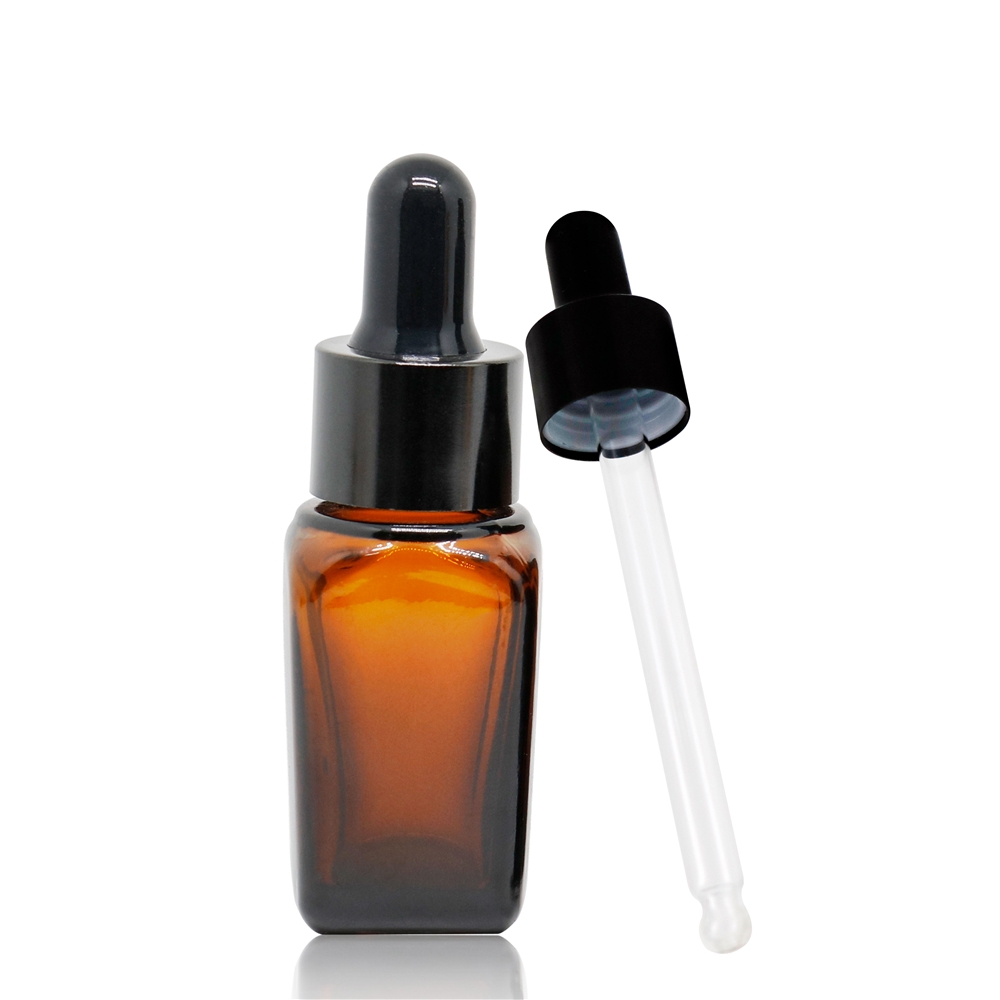 15ml, 25ml, 35ml, 50ml square shape brown color also support custom color and print logo antique essential oil bottle