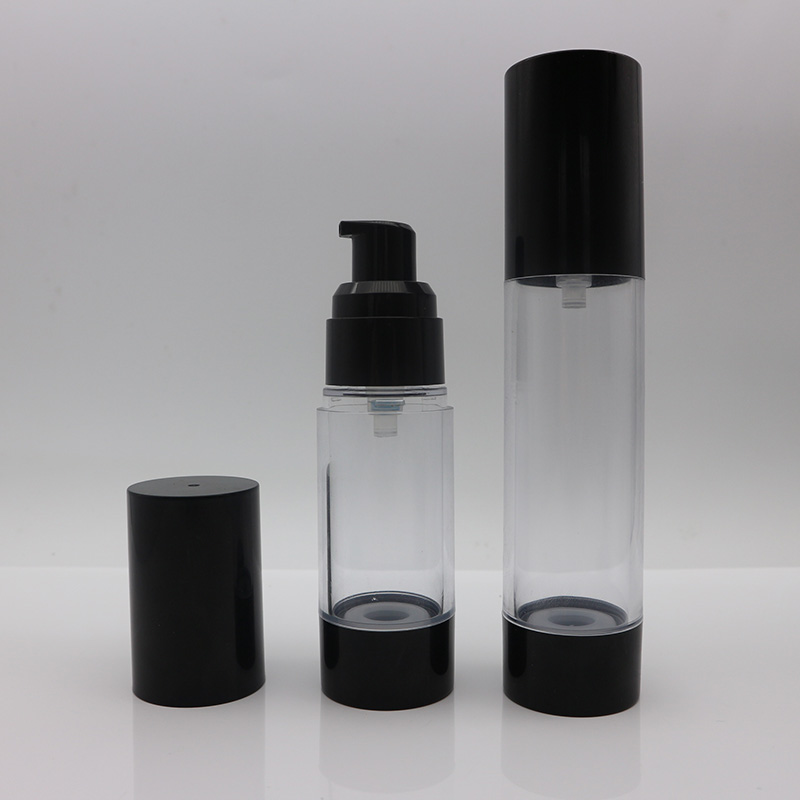 15ml 30ml 100ml black round AS cosmetic pump airless bottle