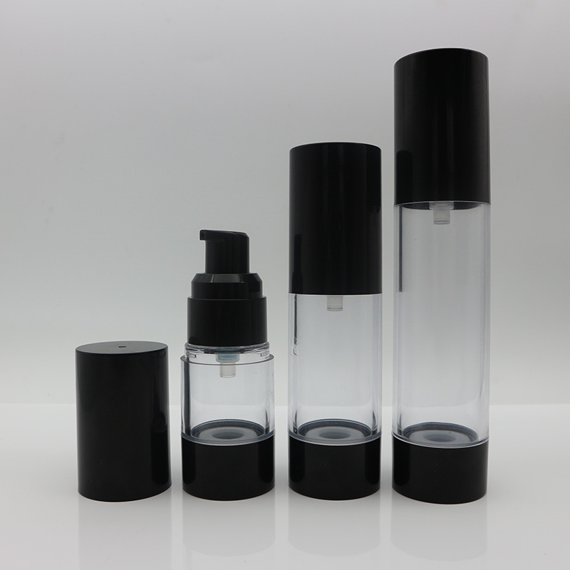 15ml 30ml 100ml black round AS cosmetic pump airless bottle