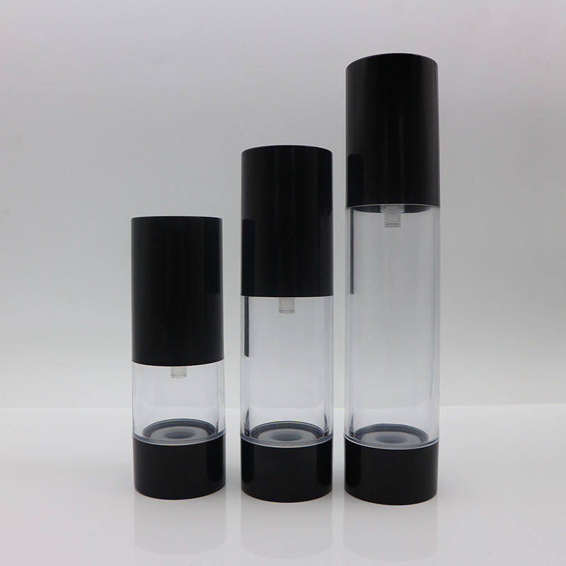 15ml 30ml 100ml black round AS cosmetic pump airless bottle
