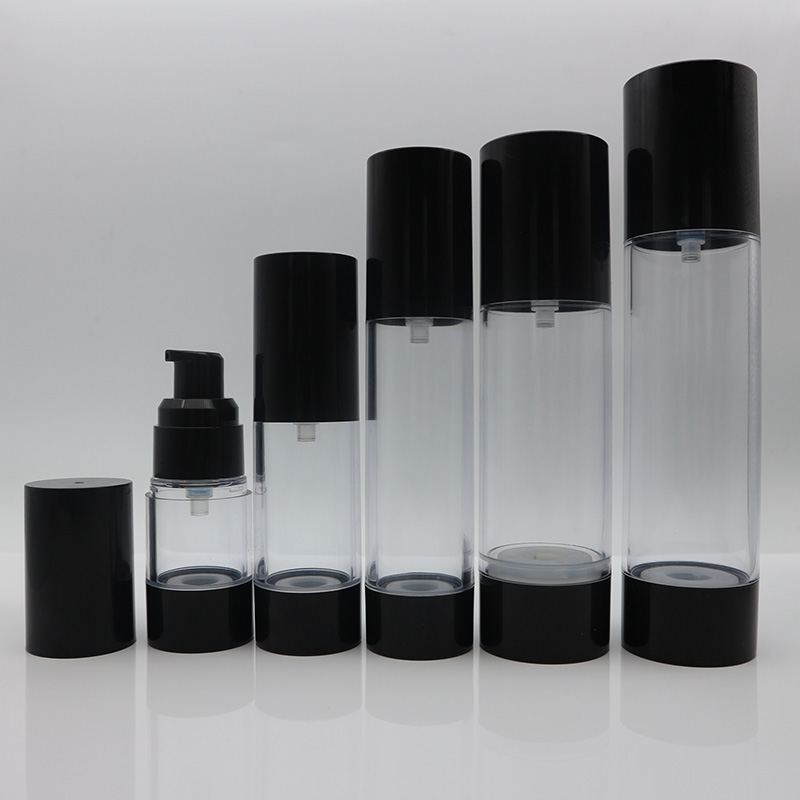 15ml 30ml 100ml black round AS cosmetic pump airless bottle