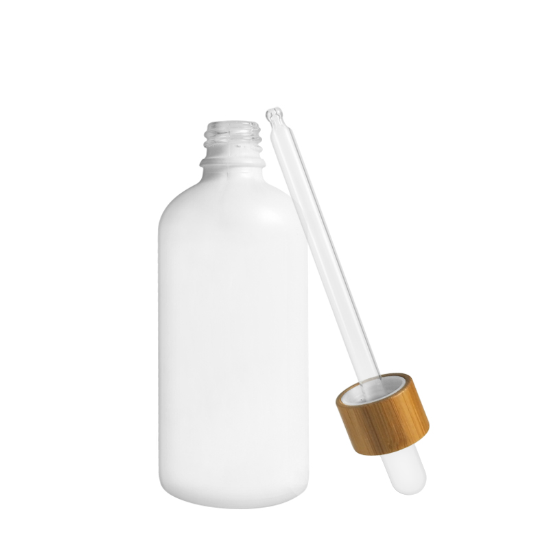 15ml 30ml 100ml white black cosmetic packing glass essential oil dropper bottle with bamboo lid