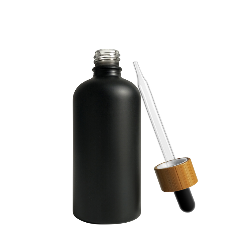 15ml 30ml 100ml white black cosmetic packing glass essential oil dropper bottle with bamboo lid