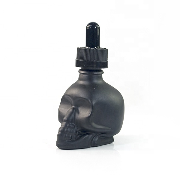 15ml 30ml 1oz clear black skull shape glass dropper bottle for tincture beard oil