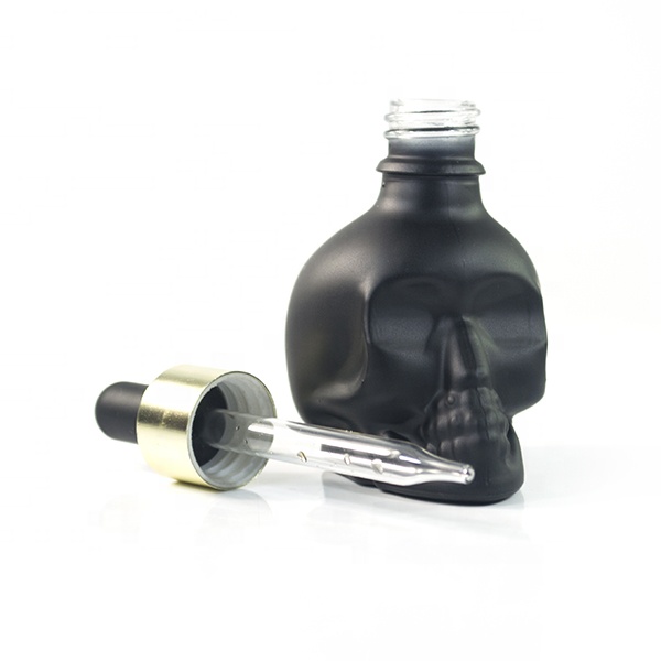 15ml 30ml 1oz clear black skull shape glass dropper bottle for tincture beard oil