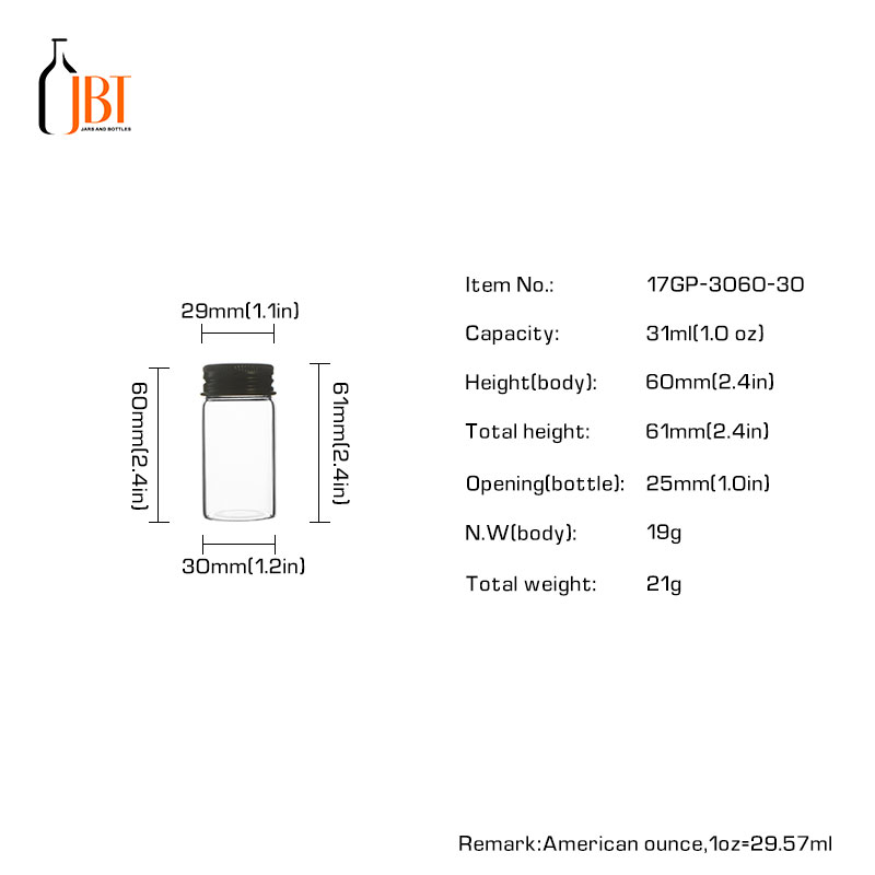 15ml 30ml 40ml 50ml 60ml round crystal glass vial bottle screw cap