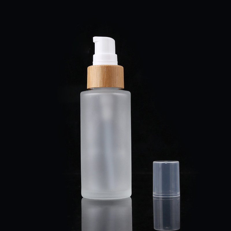 15ml 30ml 50ml 100ml 120ml 150ml bamboo spray and pump frosted glass bottle
