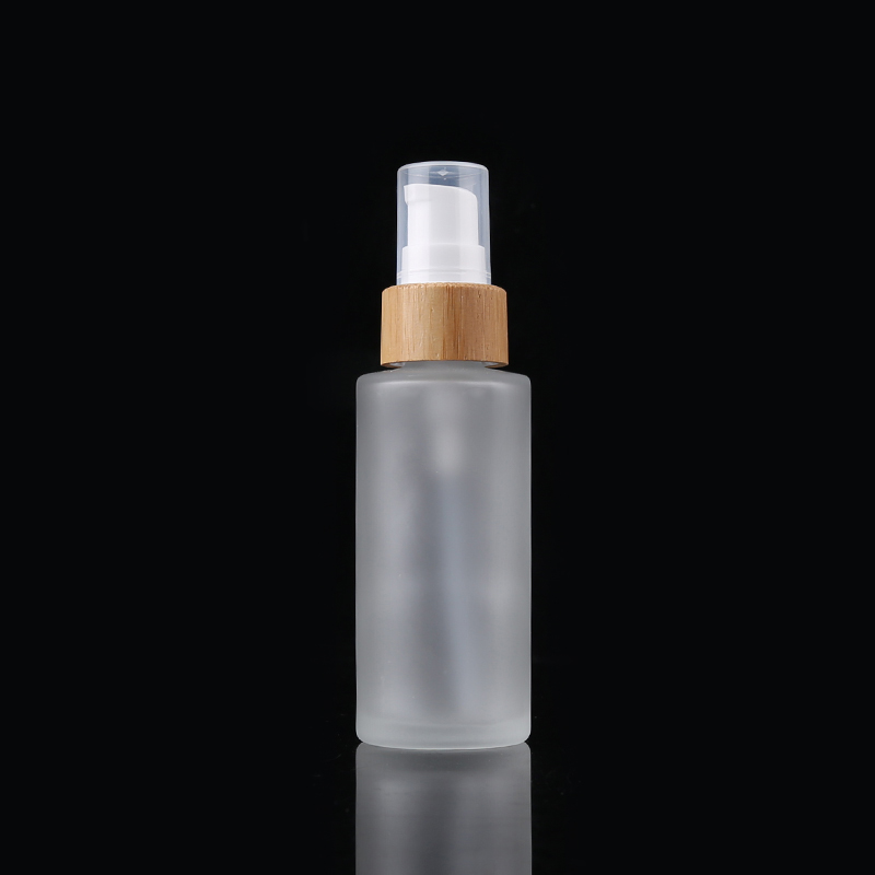 15ml 30ml 50ml 100ml 120ml 150ml bamboo spray and pump frosted glass bottle