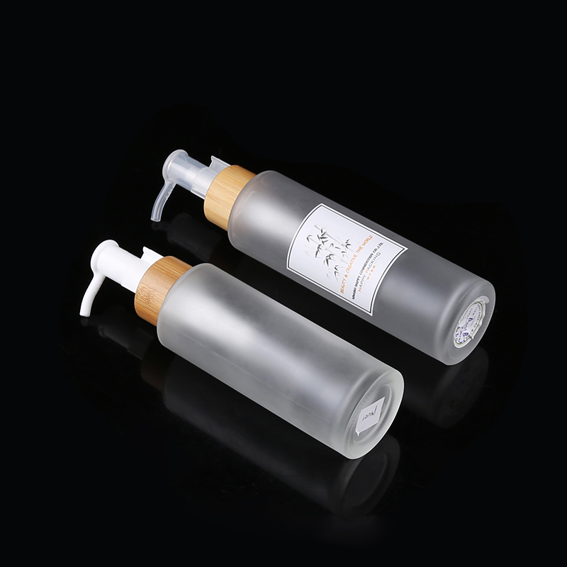 15ml 30ml 50ml 100ml 120ml 150ml cosmetic frosted glass bottle packaging with bamboo pump spray
