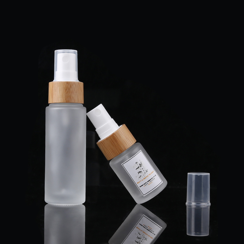 15ml 30ml 50ml 100ml 150ml Empty Cosmetic Bottles Frosted Glass Lotion Spray Bottle With Bamboo Collar