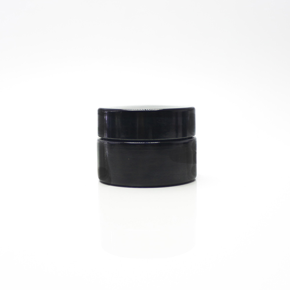 15ml 30ml 50ml 100ml 200ml 250ml dark violet wide mouth cream glass jar black cream glass jar with black plastic lid DVJ-3T