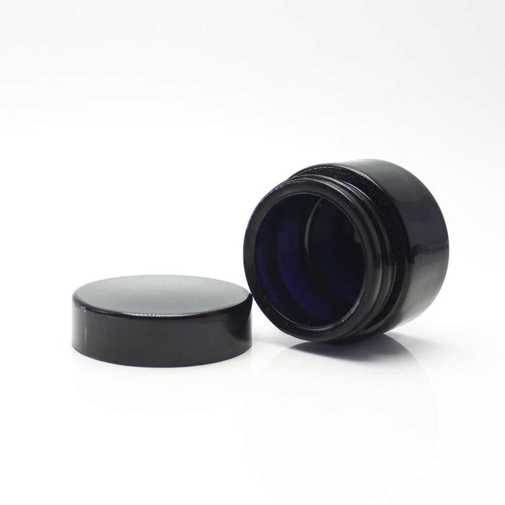15ml 30ml 50ml 100ml 200ml 250ml dark violet wide mouth cream glass jar black cream glass jar with black plastic lid DVJ-3T