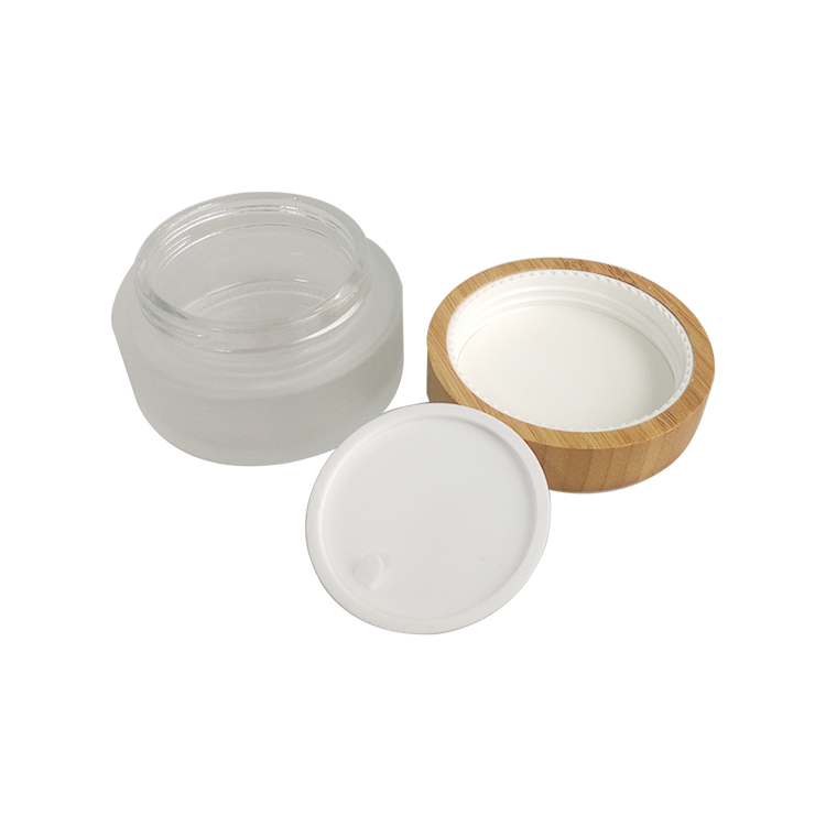 15ml 30ml 50ml 100ml Cosmetic Containers Bamboo Lid Empty Face Cream Glass Cosmetic Jars