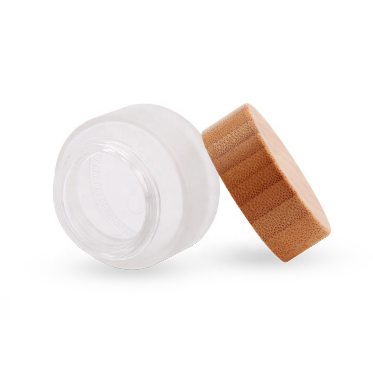 15ml 30ml 50ml 100ml Empty Cosmetics Frosted Face Cream Glass Jar Bamboo Lid