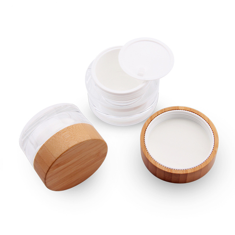 15ml 30ml 50ml 100ml Empty Cosmetics Frosted Face Cream Glass Jar Bamboo Lid