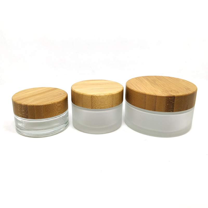 15ml 30ml 50ml 100ml Environmental Bamboo Lid Frosted Glass Jar Empty Cosmetic Container Cream Jars For Skin Care