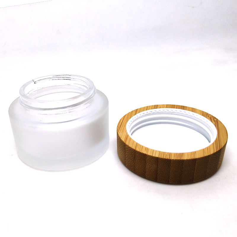 15ml 30ml 50ml 100ml Environmental Bamboo Lid Frosted Glass Jar Empty Cosmetic Container Cream Jars For Skin Care
