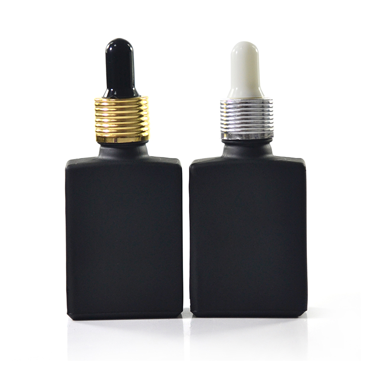 15ml 30ml 50ml 100ml Flat square Rectangle Glass Dropper Bottle with silver gold collar for Serum Elixir Essence