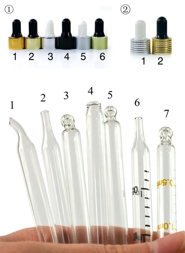 15ml 30ml 50ml 100ml Flat square Rectangle Luxury Glass Dropper Bottles with shiny silver gold collar for Serum Elixir Essent