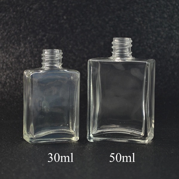 15ml 30ml 50ml 100ml Flat square Rectangle Luxury Glass Dropper Bottles with shiny silver gold collar for Serum Essential oil